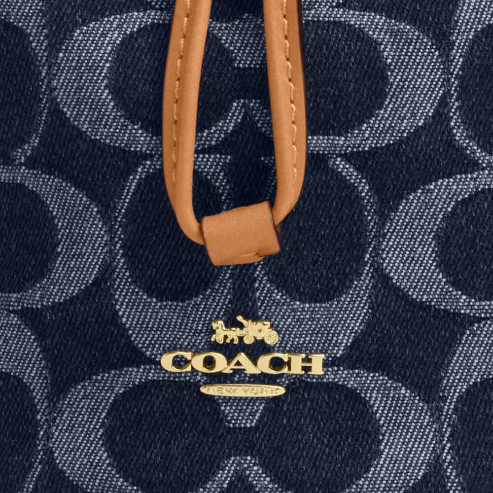 Coach Drawstring Wristlet In Signature Denim - Picture 4 of 4